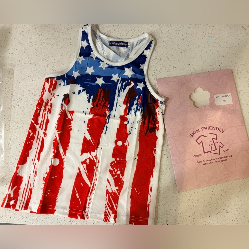 Kids Patriotic Tank Top - Red, White, and Blue ~Small
